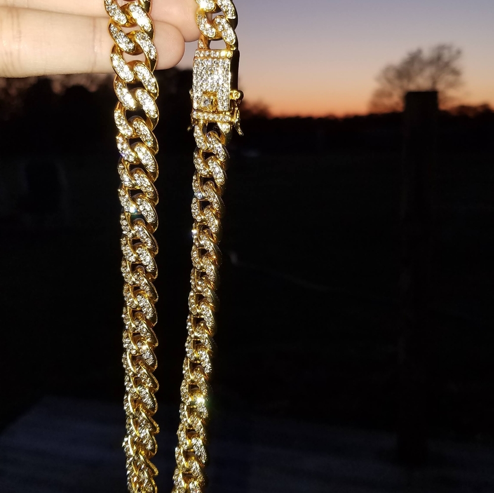 Gold Chain 14k Gold Diamond Cuban Link